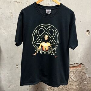 Vintage 2000 HIM Heartagram Logo Short Sleeve Unisex Band Tee Large L Adult Y2K